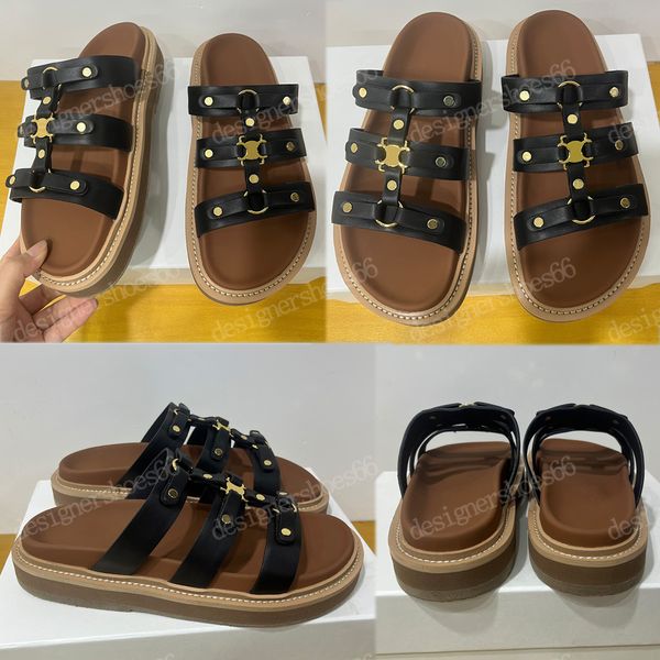 

calfskin flat mules triumphal sandals slipper new womens sandal comfortable casual summer vintage beach sandals slippers provide relaxed sty, Black