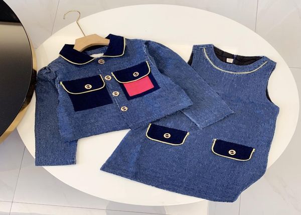 

kids girls cowboy suit long sleeve coat dress letter printing child elegant autumn baby children039s designer clothing y219111673400, Red;yellow