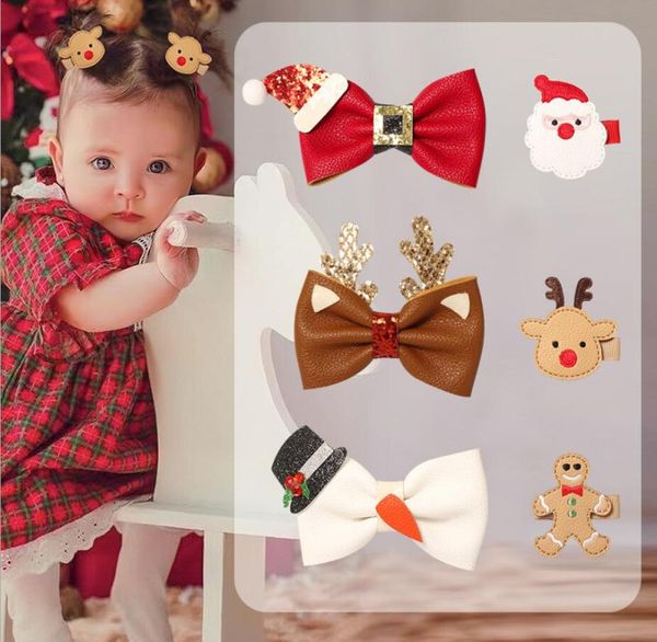 

6 styles 16315quot hair bow girl christmas barrettes girls accessories snowman kids party clipper1710495, Slivery;white