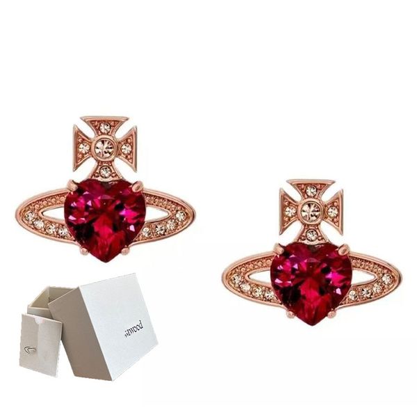 

saturn charm love diamond brand designer geometry celebrity round water diamond earrings wedding party jewelry with box perfect, Golden