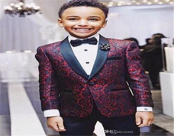 

boys tuxedos handsome 2 pieces burgundy boy suit formal wear black lapel with black pants children kids wedding tuxedo3322757