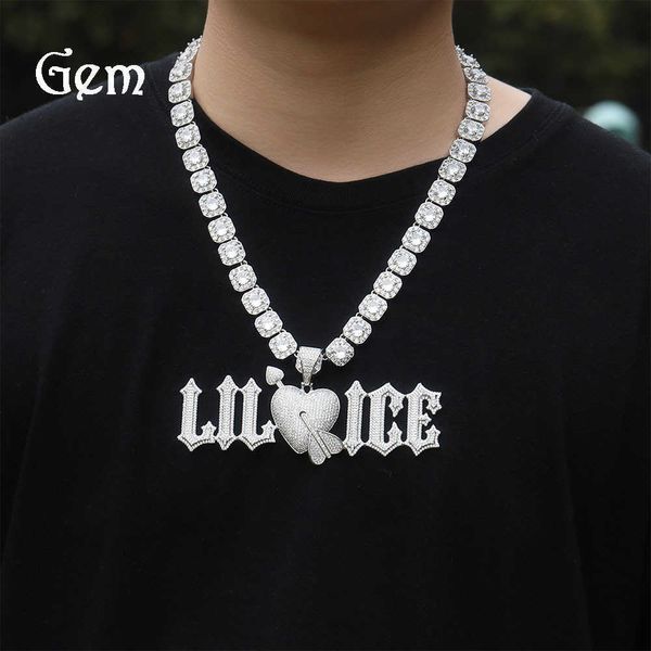 

customized personalized english mosaic letter necklace inlaid with cubic zirconia heart-shaped rough chain necklace letter design versatile, Silver