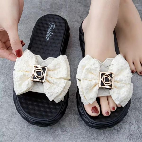 

slippers summer women's fashion cute flowers beautiful princess sandals outdoor comfortable non-slip wear resistant, Black