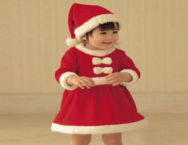 

new children039s pajamas christmas suit girls with hat christmas dress red5928014, Blue;red