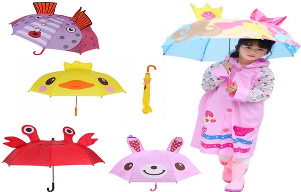 

29 styles rain gear lovely cartoon animal design umbrella for kids children 3d ears accessories 60cm m10483421464, Red;brown
