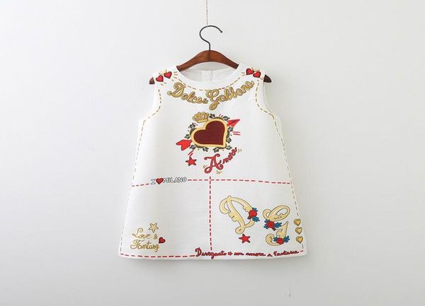 

retail spring summer new girl dress love heart letters fashion sundress sleeveless black white children clothing e807036251127, Red;yellow