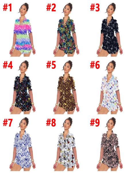 

classic letter tracksuit women homewear designer lounge short sleeve button tshirt and shorts 2 piece suit fashion outfits p8085773, White