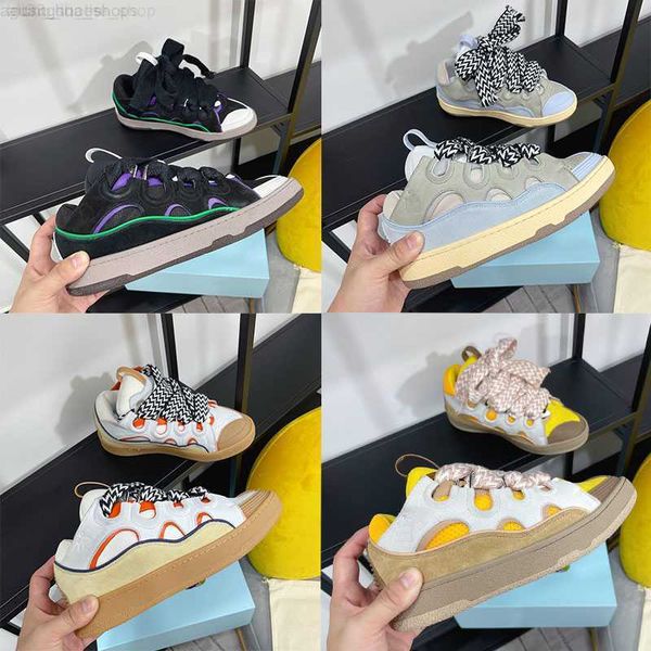

designer sneakers leather curb sneaker nappa calfskin casual shoes men women collage trainers net yarn round shoe with box