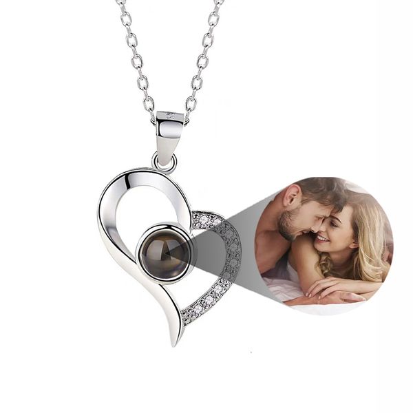 

pendant necklaces personalized po peach heart necklace simple style projection holiday anniversary gift birthday party 230704, Silver
