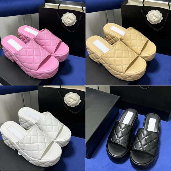 

designer slippers thick soled sponge cake sandals flip flop wedge heel modern literature art thick bottom designers sandal platform heel wom, Black