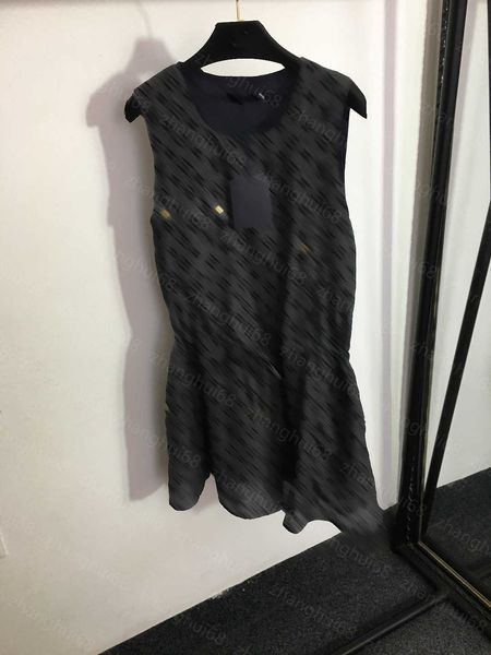 

23ss womens designer clothing summer dresses women dress presbyard logo print drawstring waistcoat dress womens clothing, Black;gray