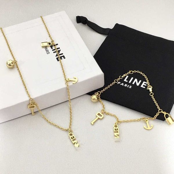

saijia new key lock head letter necklace female ship anchor small golden ball pendant high sense temperament tassel clavicle chain, Silver
