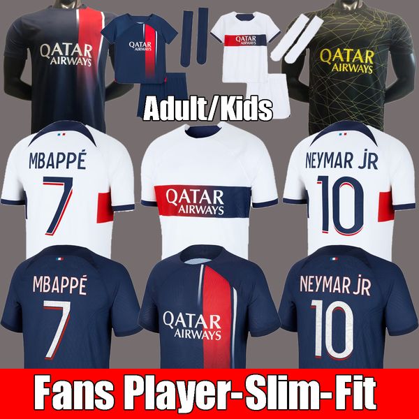 

4xl 23 24 soccer jerseys mbappe hakimi 30 10 fans player 4th sergio ramos 2023 paris psgs marquinhos verratti icardi football kids kit unifo, Black;yellow