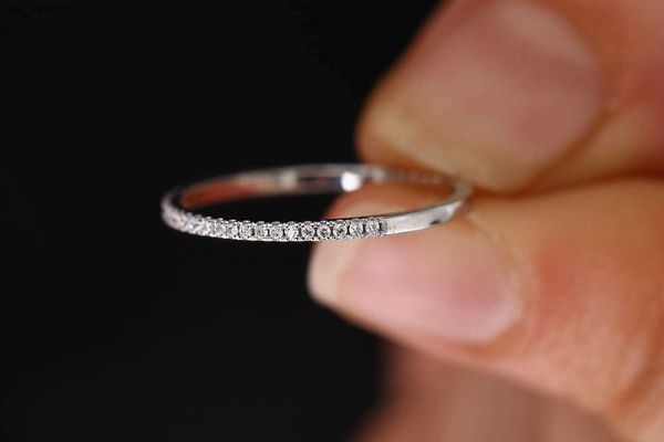 

925 silver luxury single row zircon ring female micro-set fashion full diamond thin ring party birthday gift wholesale l230620