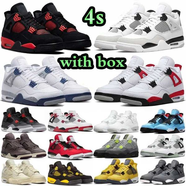 

with box 4 black cat basketball shoes woman mens jumpman 4s retro midnight navy messy room bred university blue white oreo sail shimmer red