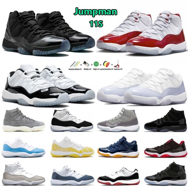 

mens basketball jumpman 11 shoes 11s dmp unc cherry cap and gown gamma blue cool grey suede white bred concord 23 designer men women trainer, Black