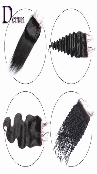 

unprocessed brazilian peruvian malaysian indian human hair 4quotx4quot lace closure body wave deep wave straight kinky cur1709981, Black;brown