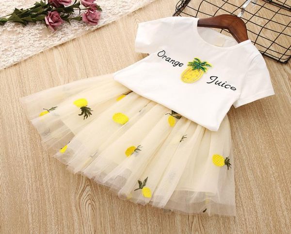 

girls clothing set toddler princess outfits summer kids clothes for girl white tshirt tutu skirts 2pcs children suits pineapple c2262713