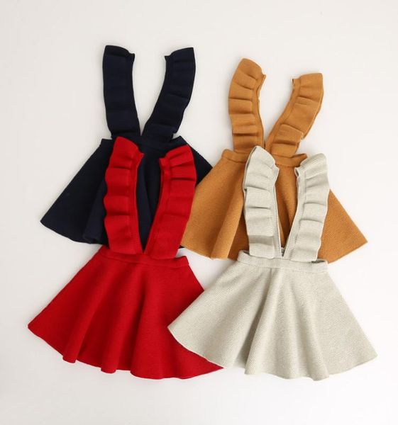 

vieeoease girls knittting dress kids clothing 2018 spring bow fashion sleeveless stringy selvedge princess dress hx1984314622, Red;yellow