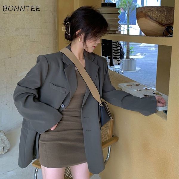 

women s suits blazer chic temperament solid harajuku notched casual fashion all match ins autumn office look elegant outwear 230705, White;black