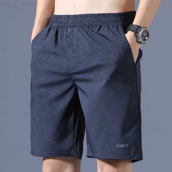 

men's brand knee length cotton elastic waist male short outwear shorts casual homme men big size solid color c16 l230705, White;black