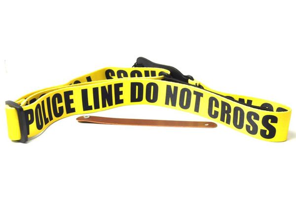 

guitar strap yellow quotpolice line do not crossquot 1 brown leather guitar head stock strap tie2771469