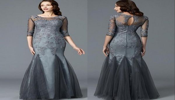 

dark grey mermaid floor length lace 34 sleeve mother of the elegant bridal dresses jewel appliques lace beaded mother evenin8287340, Black;red