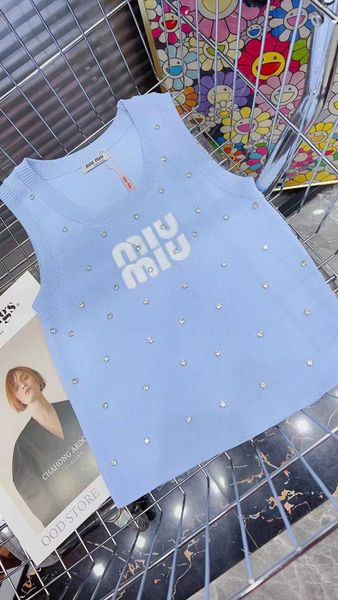 

mm23 summer new fashion heavy work letter temperament versatile slim fit knitted tank top, White