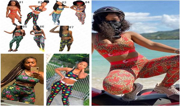 

summer women designer swimwear bra and leggings pants 2 piece swimsuit letters floral flowers crwon design print beachwear d617054788639, White