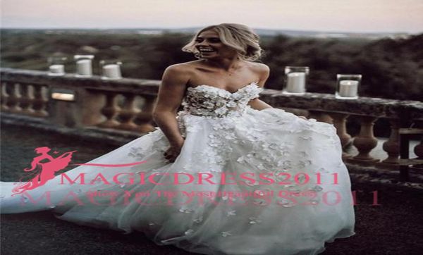 

2019 line sweetheart wedding dresses with 3d flora appliques sweep train country bridal gown custom made wedding gowns custo3186658, White