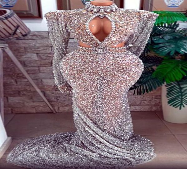 

2021 plus size arabic aso ebi silver mermaid luxurious prom dresses beaded crystals evening formal party second reception birthday4344957, Black