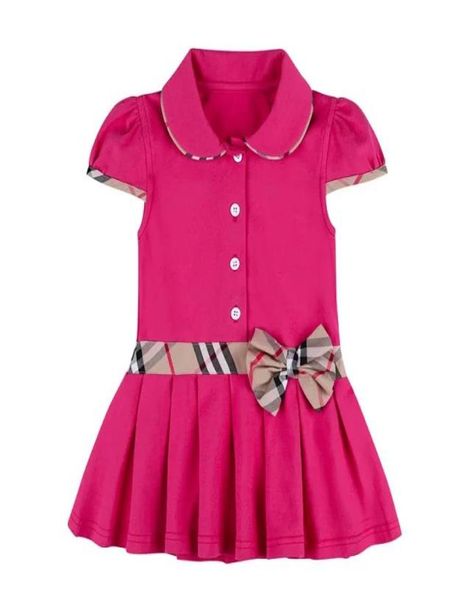 

girls dress 2020 summer ins new arrivals girls short sleeve plaid lace cotton lapel plaid bow dress 2 colors6915002, Red;yellow