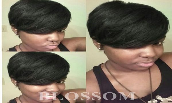 

unprocessed human natural straight hair brazilian bob hair wigs whole short black lace front wig7681578, Black;brown