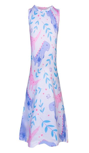 

girls dinosaur sleeveless dress children ice silk dress cooling summer favorites kids tencel clothing aline style for 49 years1692911, Red;yellow
