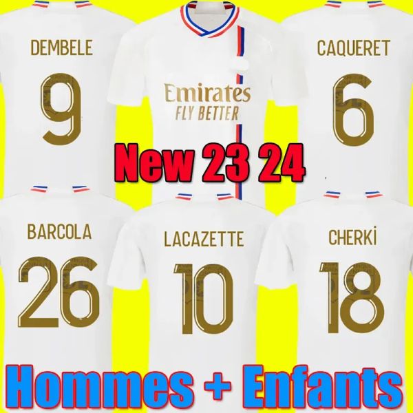 

23 24 maillot lyon soccer jerseys 2023 2024 olympique lyonnais ol traore memphis men kids kits equipment football shirts maillots de foot, Black;yellow