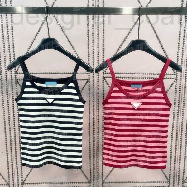 

women's plus size t-shirt designer metal badge slink tank women t shirts designer clothing fashion striped sport vest 7ily, Black