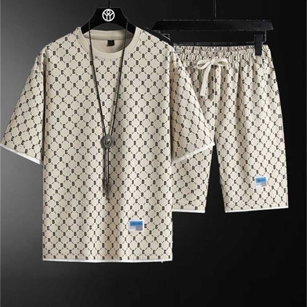 

men's tracksuits outfits new pattern designers tracksuits summer suits t shirt seaside holiday shirts shorts sets -3xl as27 j4q0, Gray