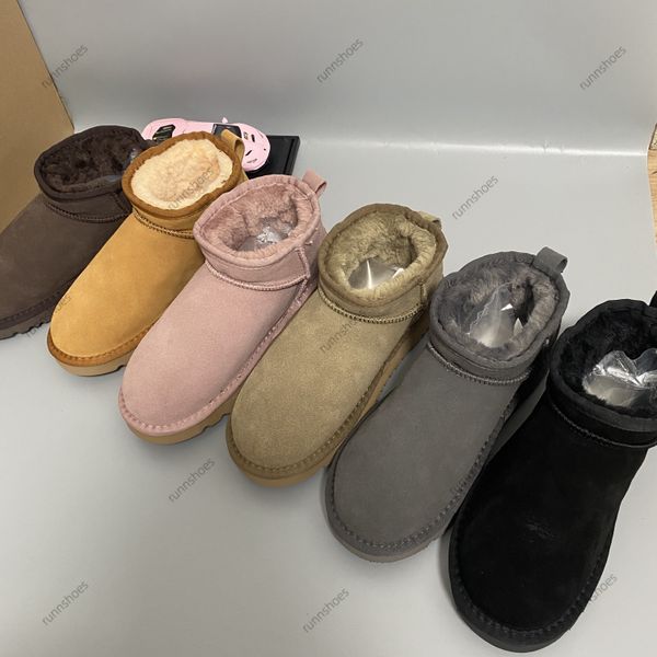 

designer women winter ultra 54 mini boot designer australian platform boots for men real leather warm ankle fur booties 2cm ankle fluffy lux, Black