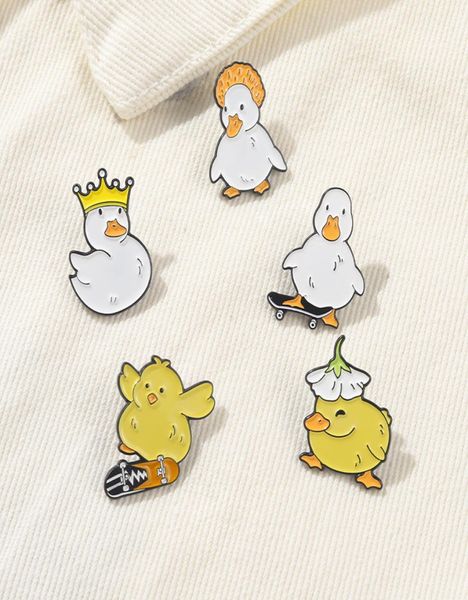 

lovely animal enamel pin custom naughty skate goose duck chicken brooch bag lapel pin cartoon funny badge jewelry gift for kid6981440, Blue