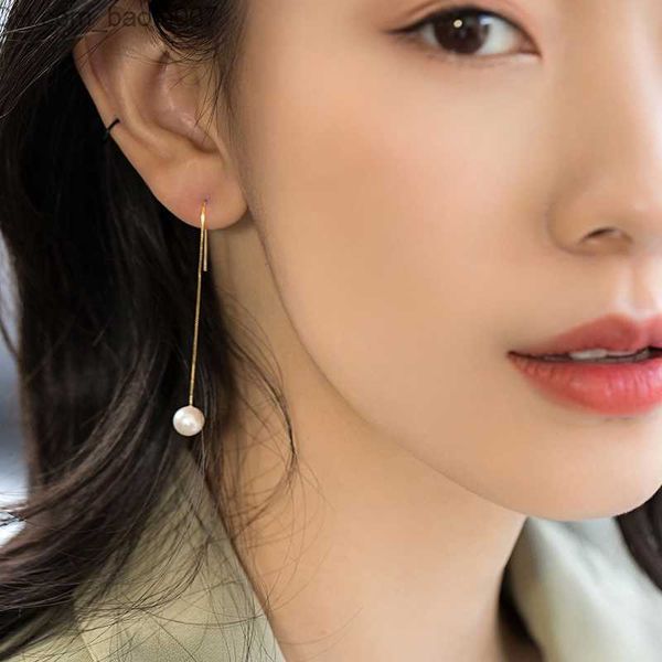 

charm real 18k gold natural freshwater pearl ear pattern women's au750 earrings fashion classic women's earrings jewelry wholesale, Golden