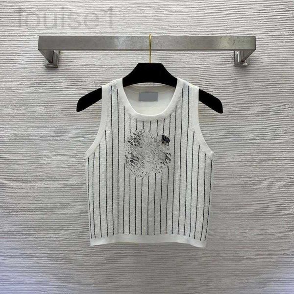 

women's tanks & camis designer 23ss womens knits women clothes summer new celebrity style letter vertical stripe sequin knitted tank wo, White