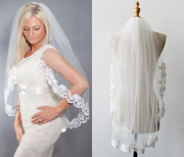 

whiteivory elbow short veils appliques bridal accessories in stock cpa8141212356, Black