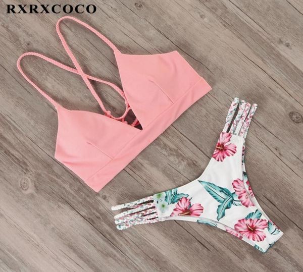 

rxrxcoco bandage swimwear women brazilian bikini swimsuit 2019 thong bikini set bathing suit female push up flower bathers5767498