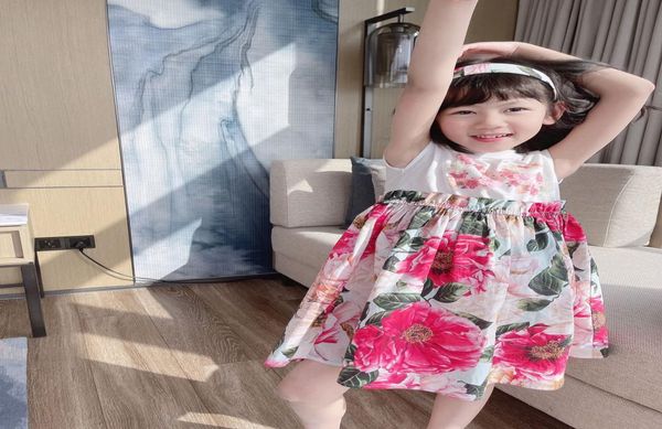 

children floral dress kids girl summer sweet baby girls cotton birthday party dresses fashion outwear clothing2389237, Red;yellow