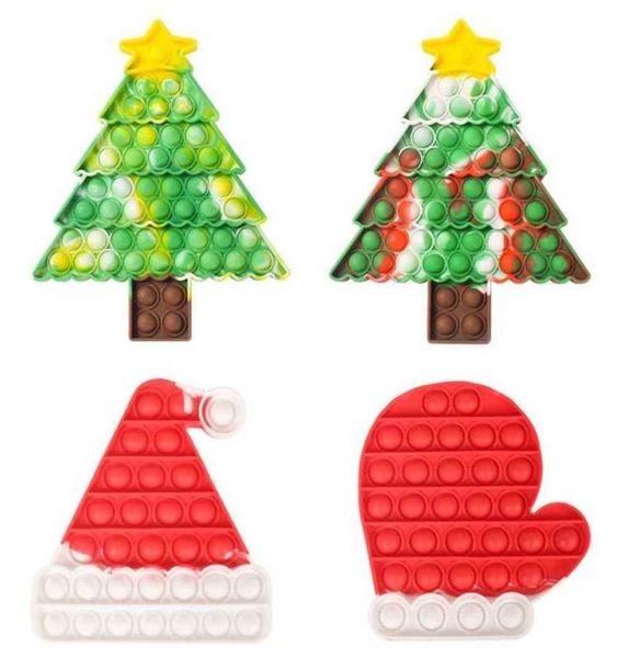 

christmas trees pioneer silicone toys pop push bubble santa claus autism stress reliever children's sensory decompression puzzle sque21