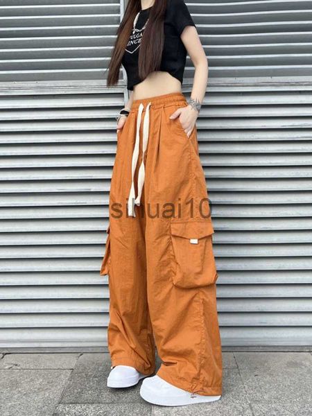 

women's pants capris houzhou women wide leg cargo pants harajuku orange oversized hip hop joggers female hippie baggy trousers casual k, Black;white