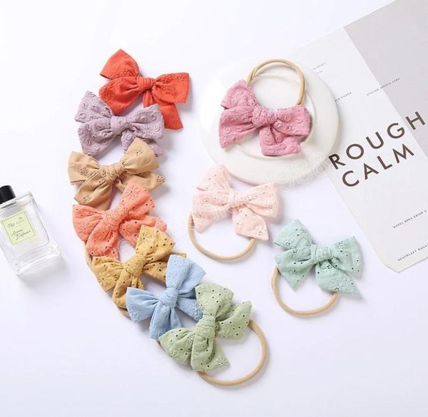 

fashion hair accessories embroidered bowknot elastic hairband infant soft traceless nylon headband baby headwear birthday gifts3634440