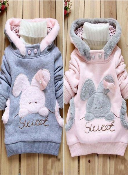 

baby girls clothing rabbit fleece kids coats warm girl hooded jackets winter girl clothes pink grey optional yw19851868928, Blue;gray