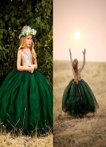 

glitz tutu emerald green flower girls dresses 2022 halter backless gold sequins tulle country long kids first communion dress9532912, White;blue