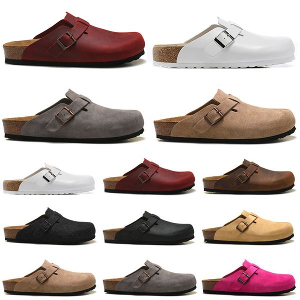 

2023 designer slippers boston clogs sandals for men womens slipper slides arizona woody leath suede slide shoes mens trainers women sneakers, Black